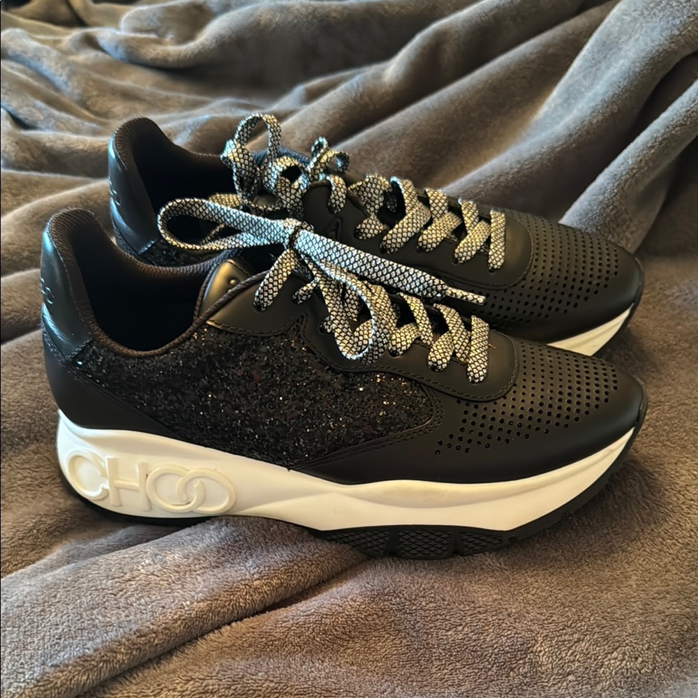 Jimmy Choo Glitter Platform Sneakers